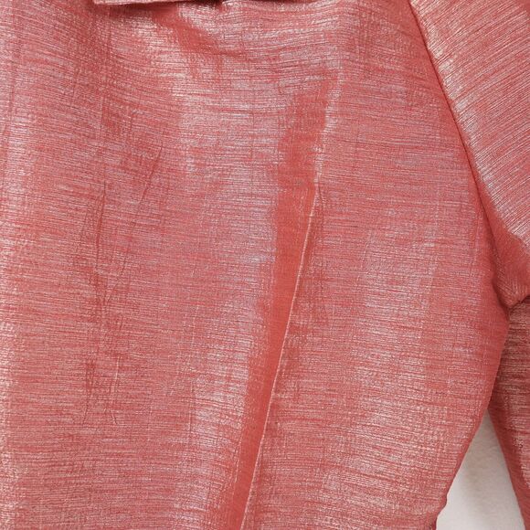 Vintage 90s Cache Size 6 Wide Leg Crop Pants Metallic Linen Orange - Picture 7 of 10